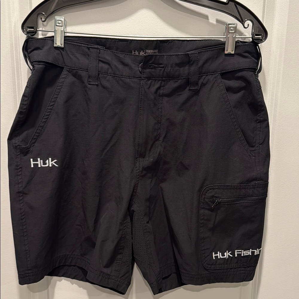 Huk Black Cargo Shorts Relaxed Fit